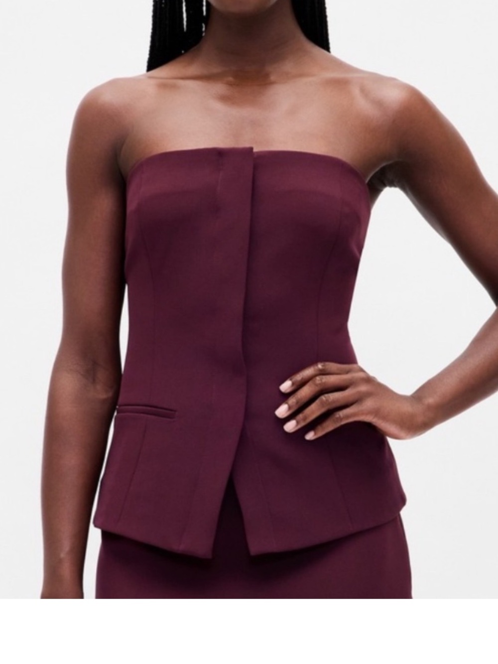 GAP Strapless Tailored Top in Burgundy